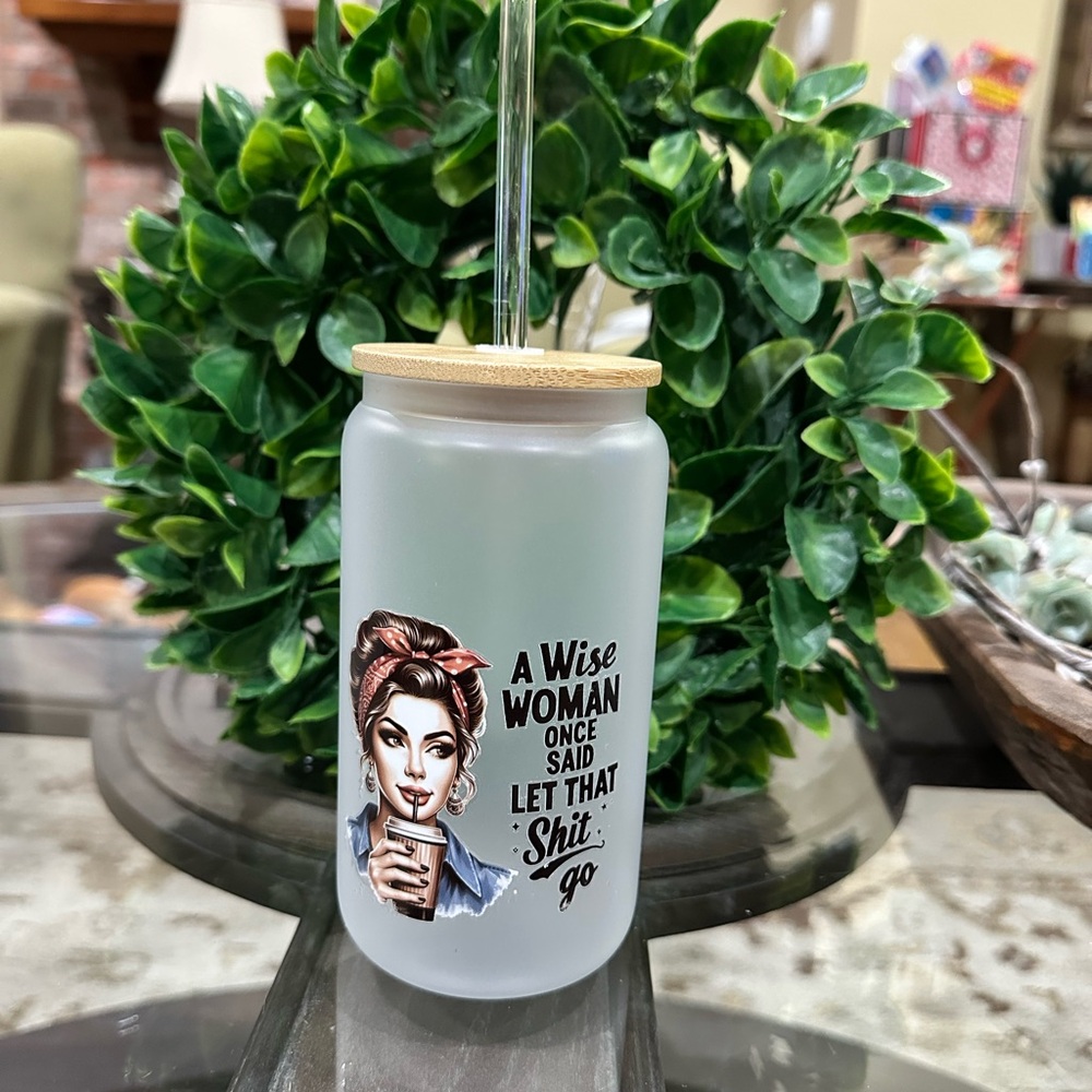 Frosted Glass Tumbler with Bamboo Lid
